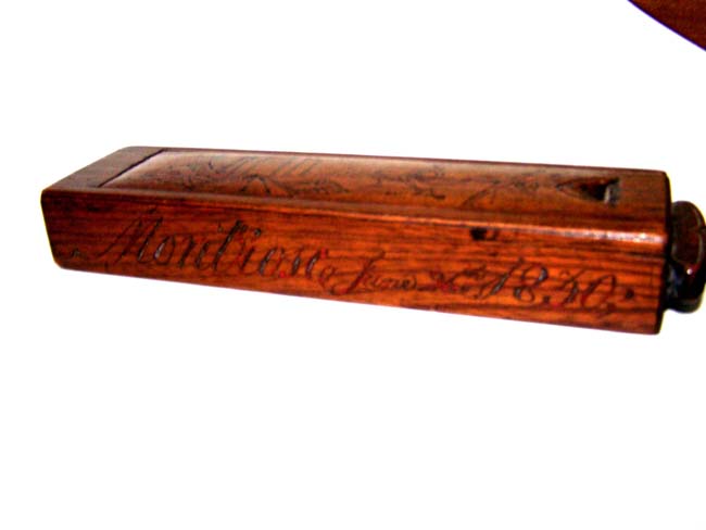 A Sailor Carved Wooden Razor Box with Heart Handle inscribed 'Charles Adam, Montrose, June 26, 1830' — image 5